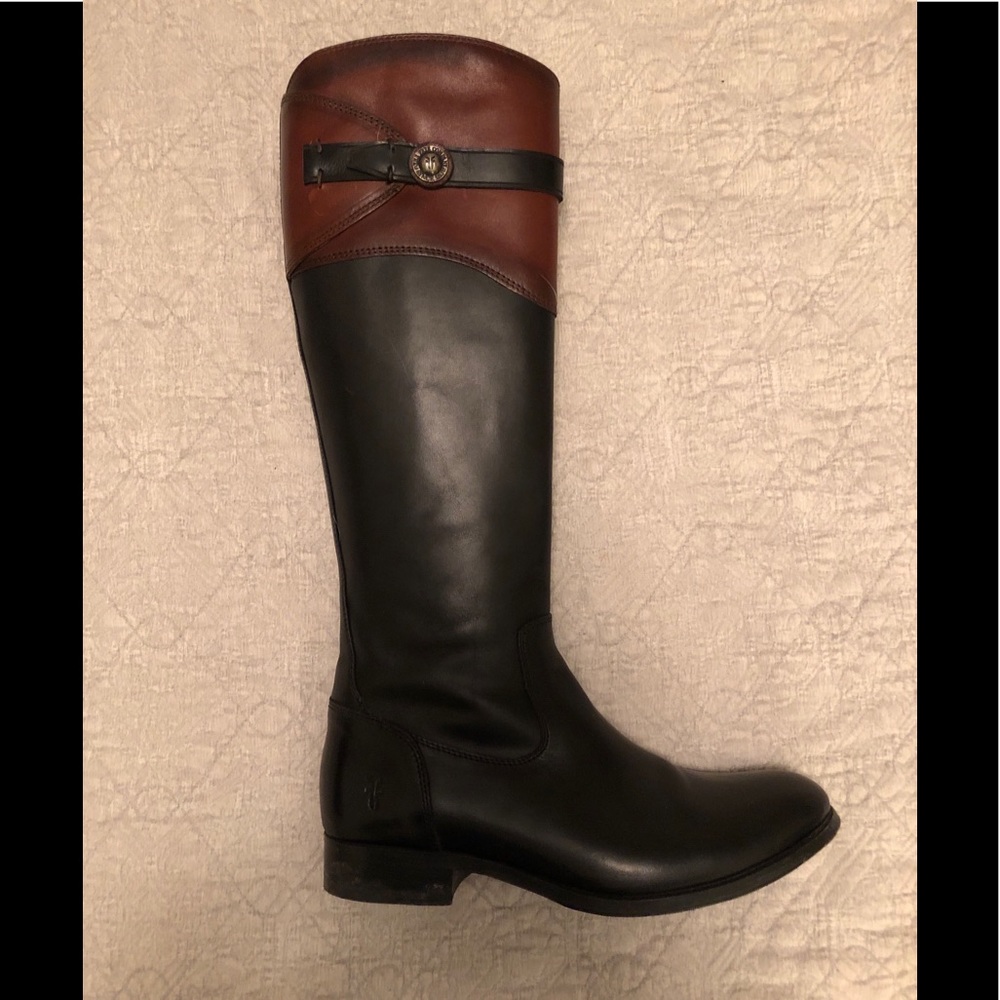 Frye Button Tall Two Tone Boot